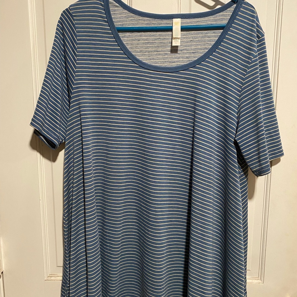 Blue and Creme Striped Perfect T